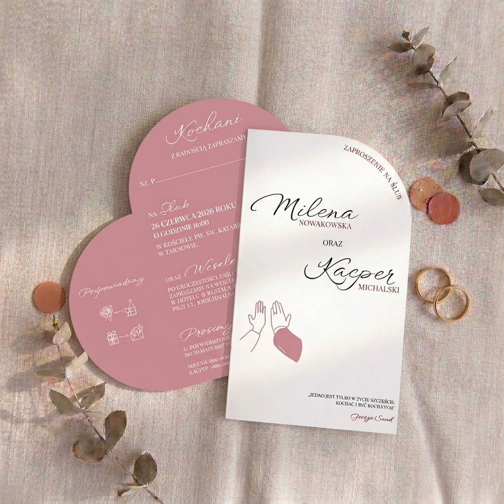 Zaproszenia ślubne z okładką serce - Karla