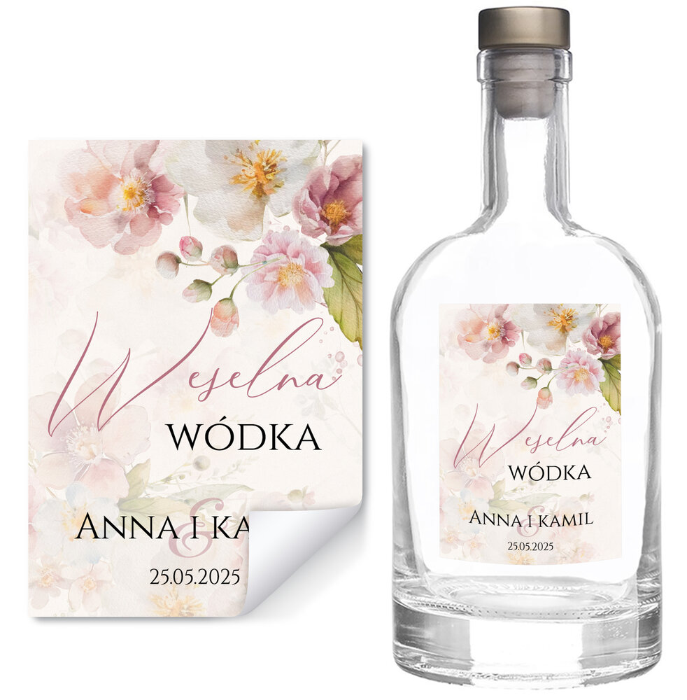 Naklejki na wódkę weselną 8szt - Diana