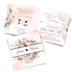 Złocone zaproszenia ślubne Peonia