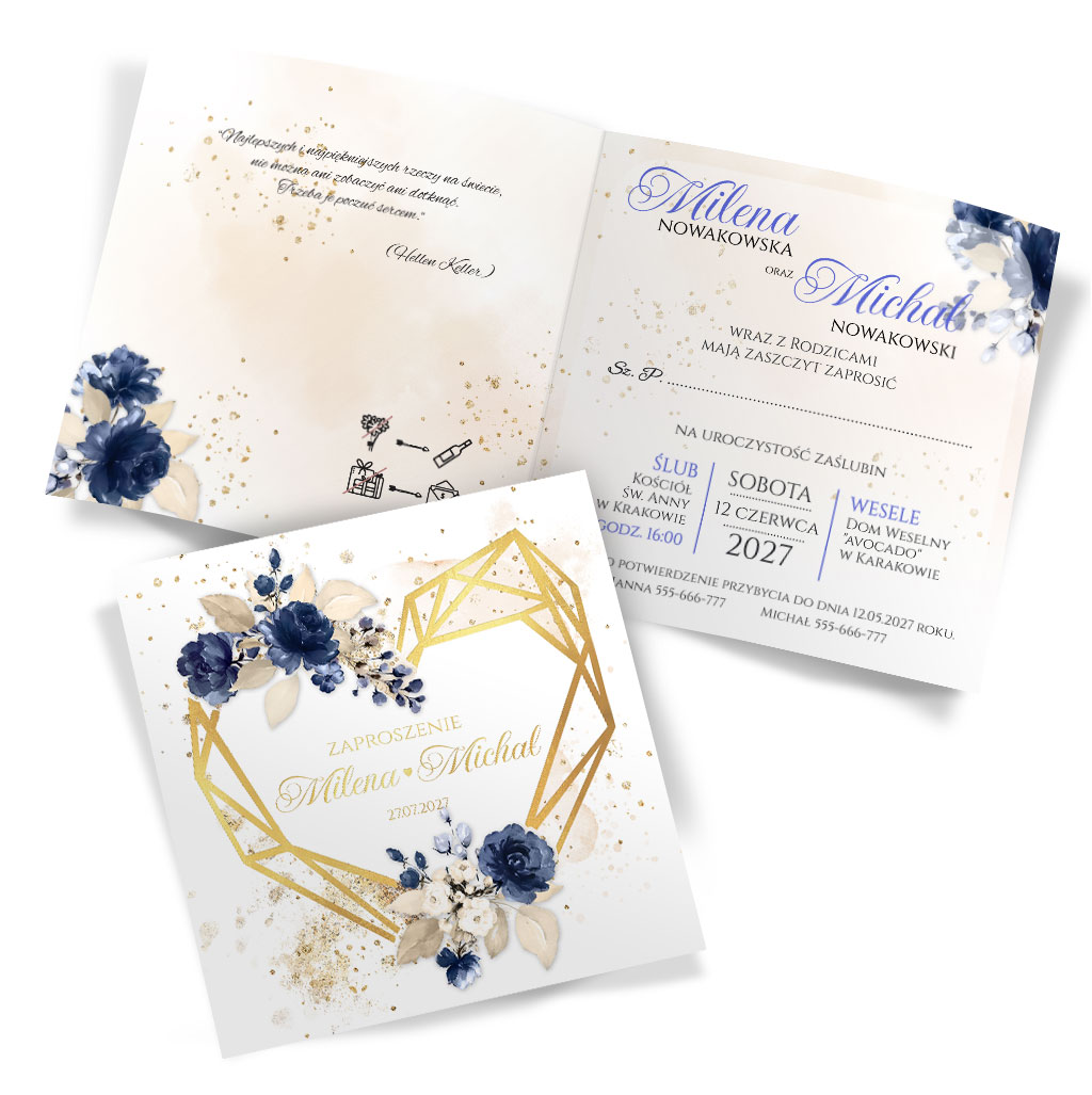 Próbki Złocone Zaproszenia Ariana2