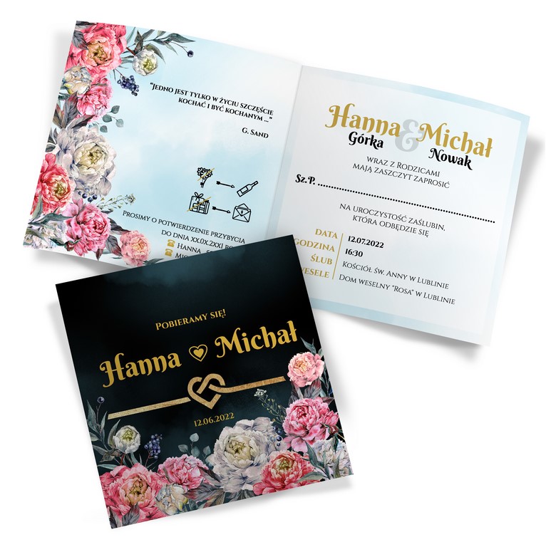 Zaproszenia Ślubne Peonia2