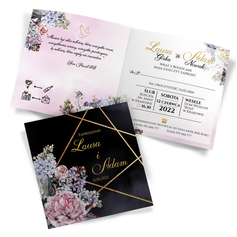 Zaproszenia Ślubne Peonia2