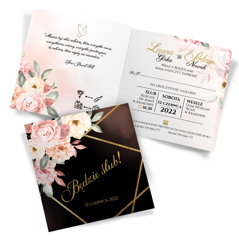 Zaproszenia Ślubne Peonia2