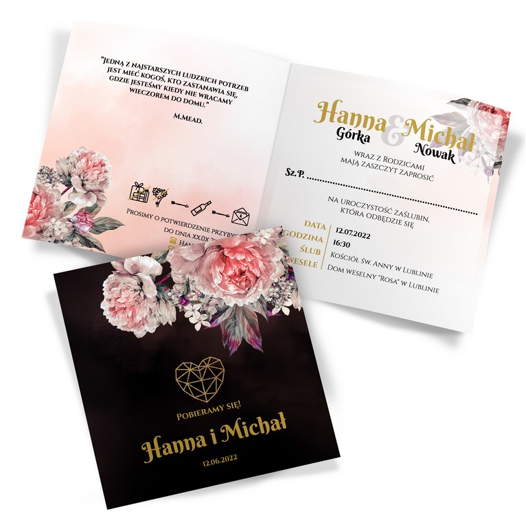 Zaproszenia Ślubne Peonia2