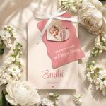 Zaproszenia na chrzest trzykartkowe ze wstążką - Tessa