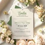 Zaproszenia na chrzest trzykartkowe ze wstążką - Tessa