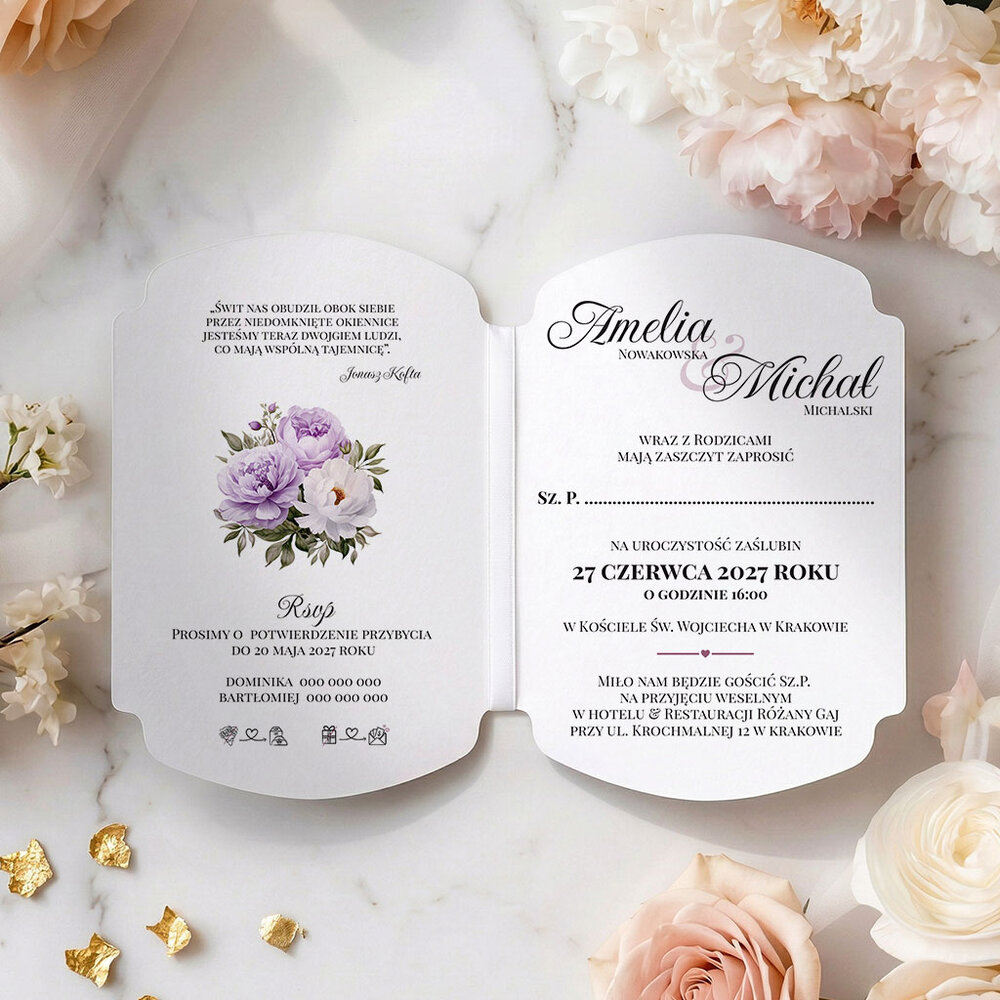 Zaproszenia ślubne ozdobne wycięcie - Luna