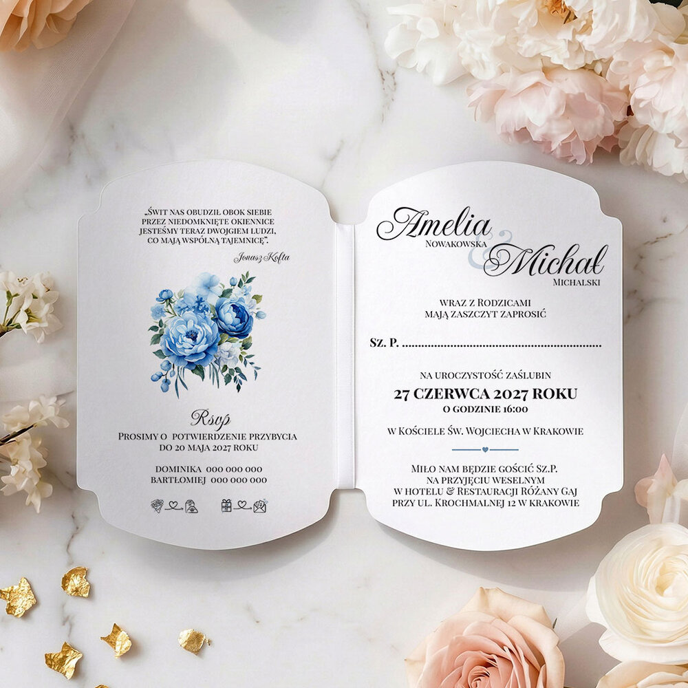 Zaproszenia ślubne ozdobne wycięcie - Luna