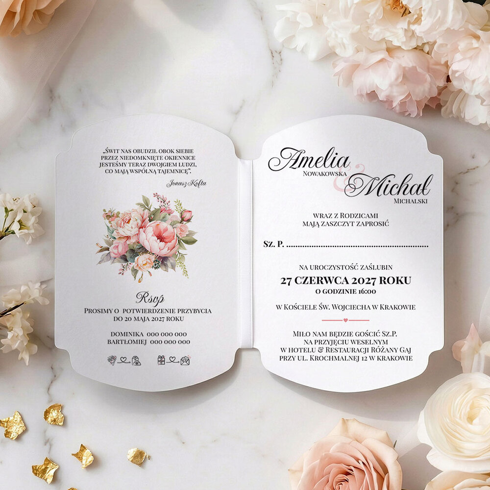 Zaproszenia ślubne ozdobne wycięcie - Luna