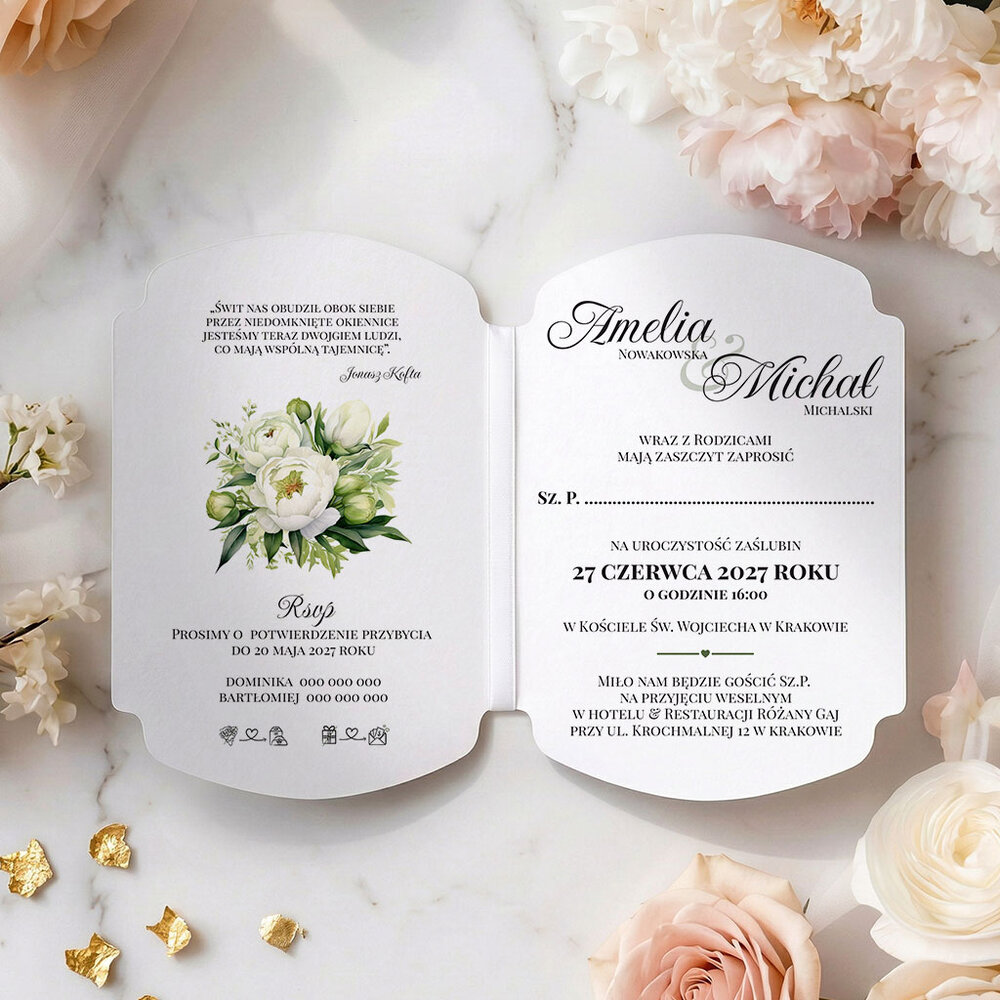 Zaproszenia ślubne ozdobne wycięcie - Luna