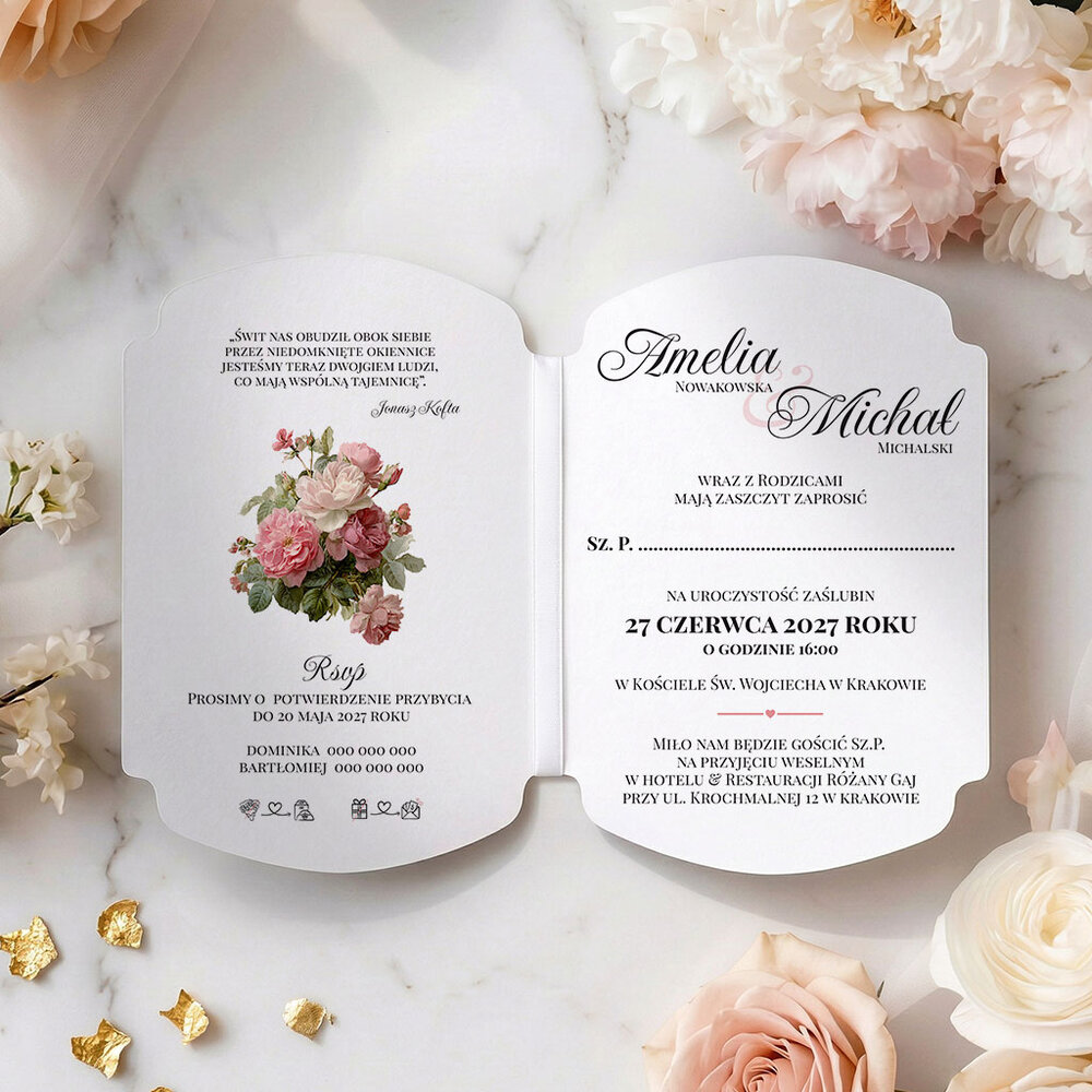 Zaproszenia ślubne ozdobne wycięcie - Luna