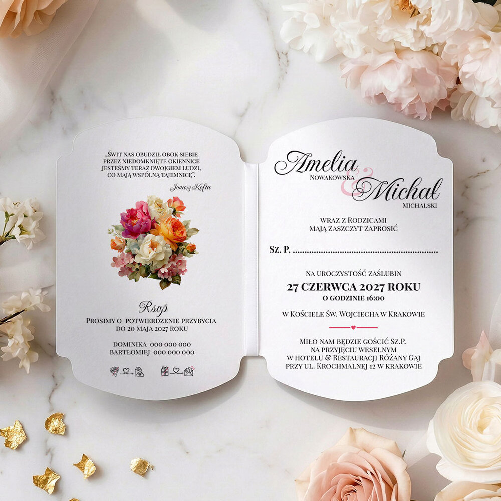 Zaproszenia ślubne ozdobne wycięcie - Luna