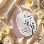 Zaproszenia ślubne owalne ze wstążką - Sonia