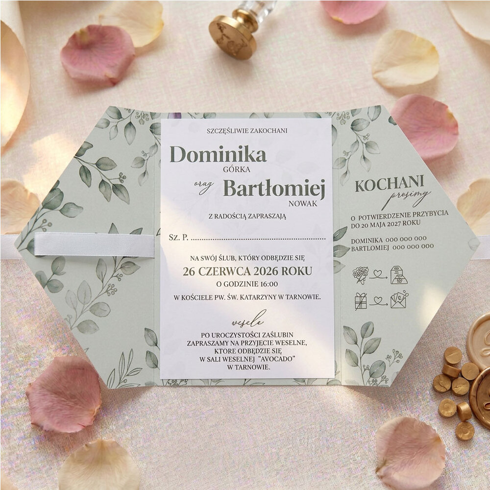 Zaproszenia ślubne B6 składane - Rita 8