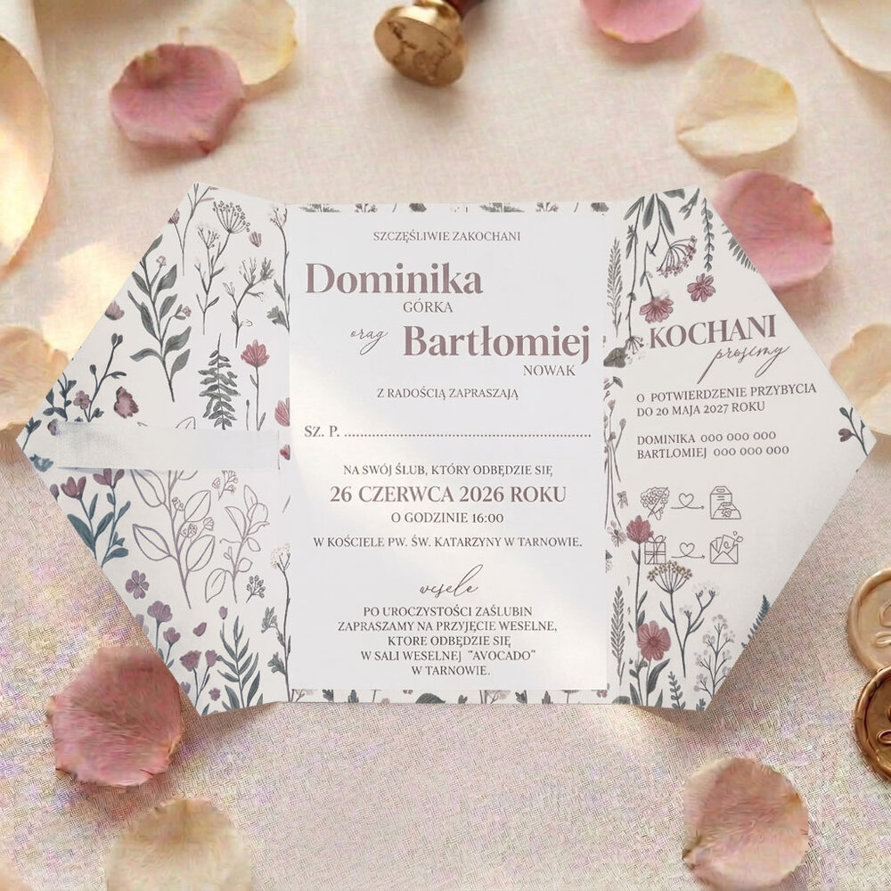 Zaproszenia ślubne B6 składane - Rita 2