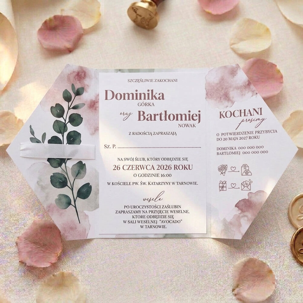 Zaproszenia ślubne B6 składane - Rita 6