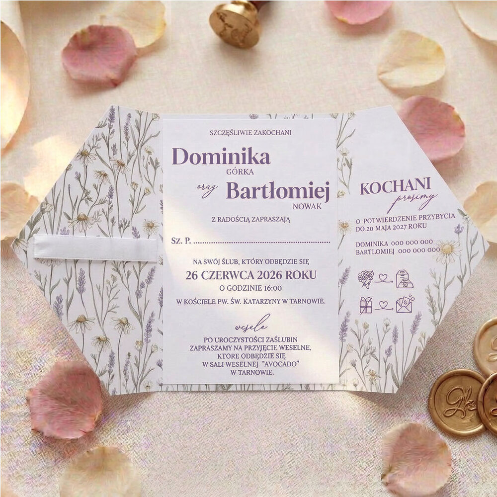 Zaproszenia ślubne B6 składane - Rita 4
