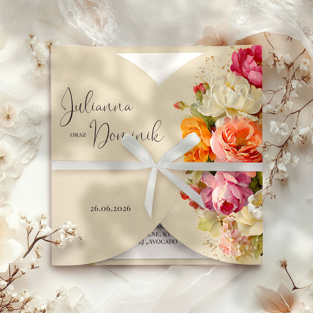 Zaproszenia ślubne składane - Sybila