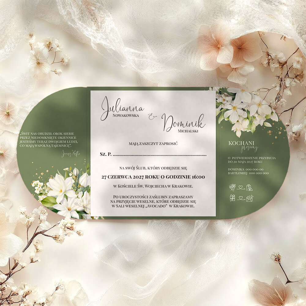 Zaproszenia ślubne składane - Sybila
