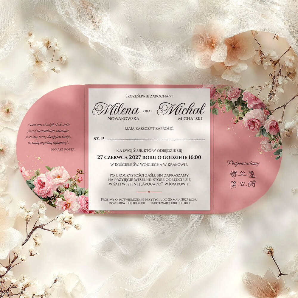 Zaproszenia ślubne składane - Sybila