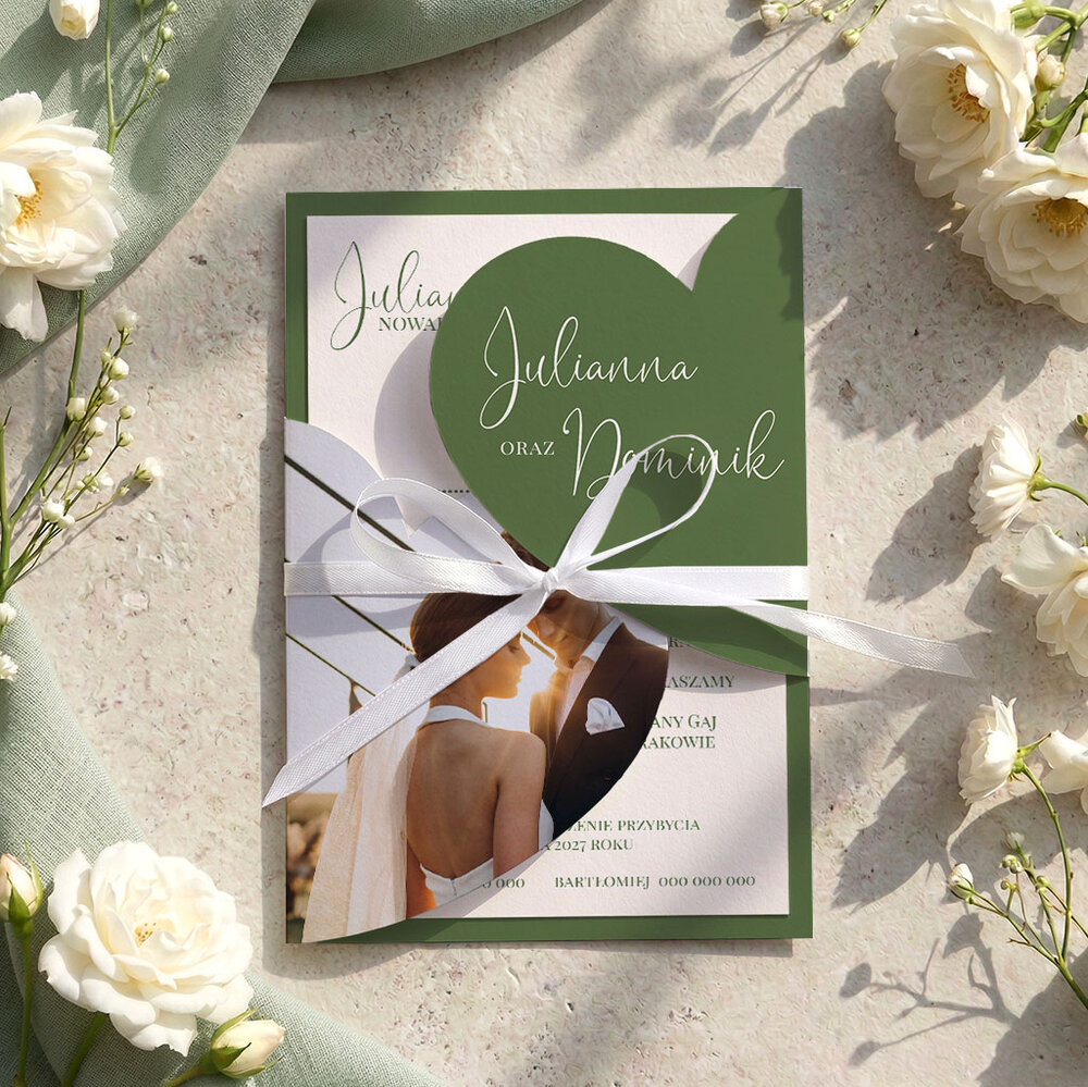Zaproszenia ślubne serca z wkładką - Koleta