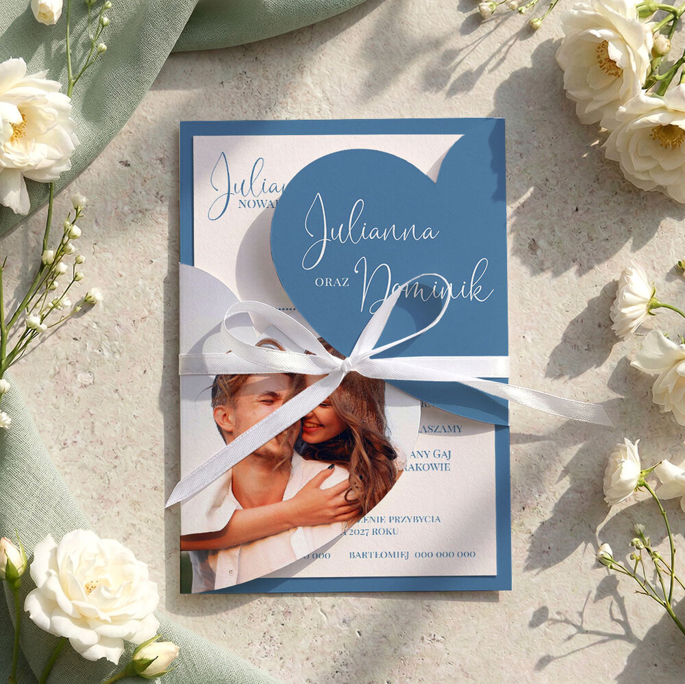 Zaproszenia ślubne serca z wkładką - Koleta