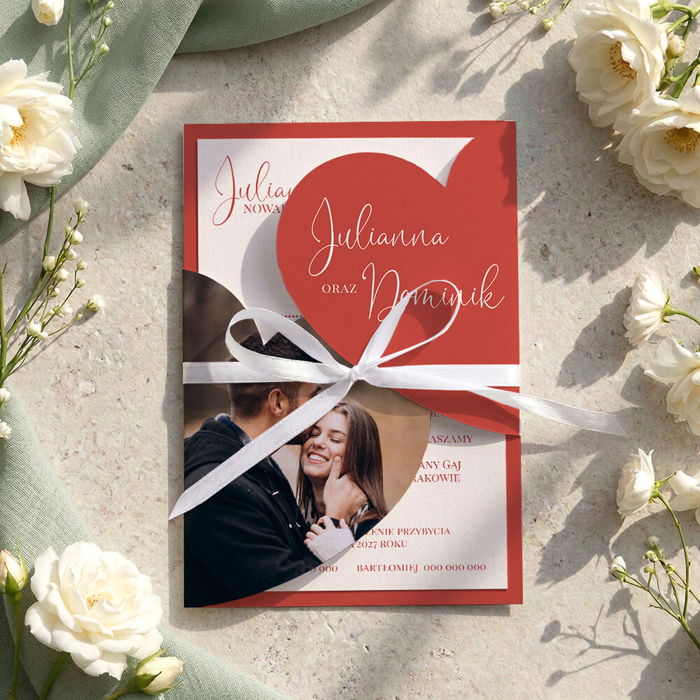 Zaproszenia ślubne serca z wkładką - Koleta