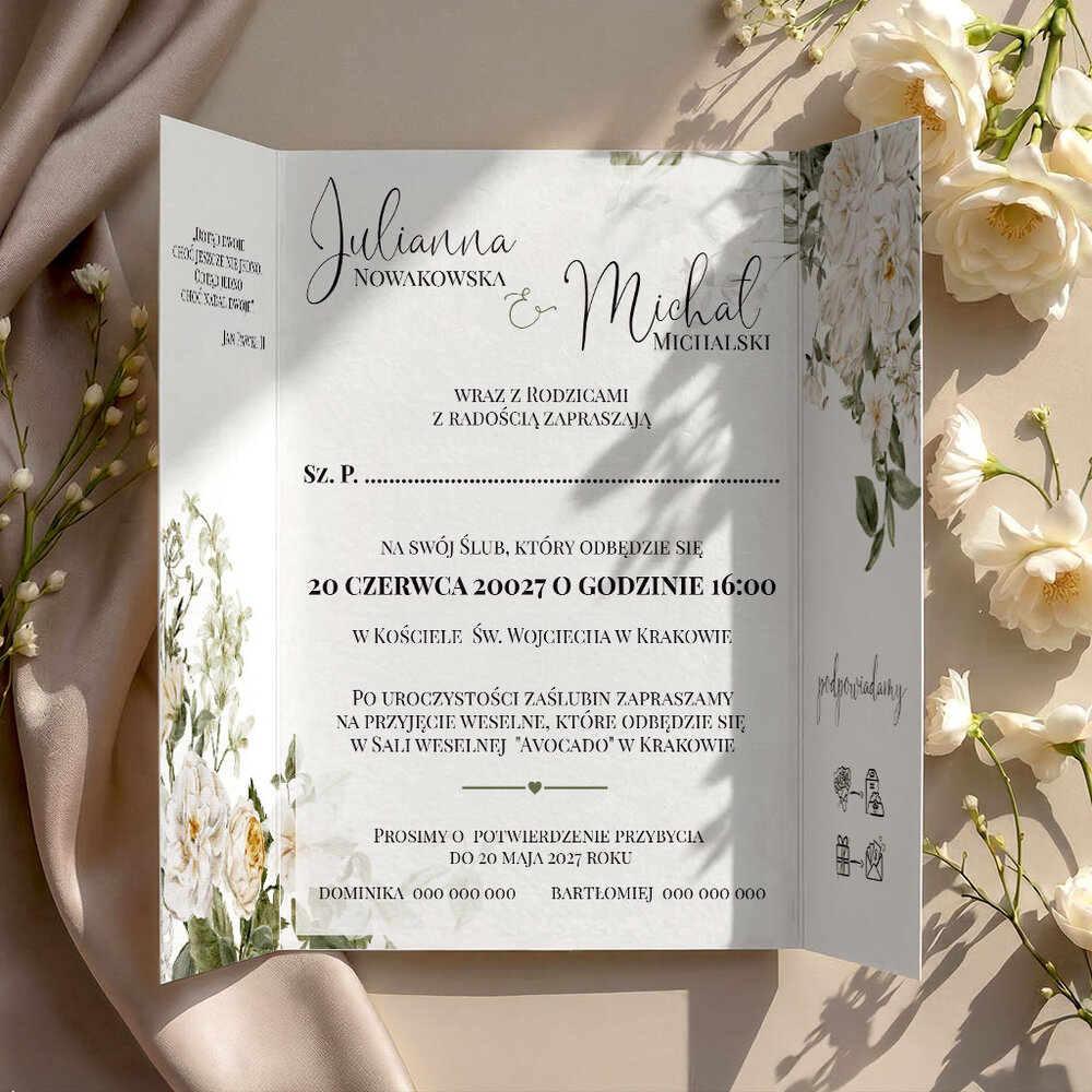 Zaproszenia ślubne brama z opaską - Marcela