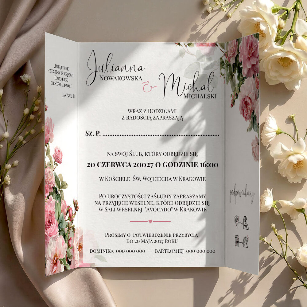 Zaproszenia ślubne brama z opaską - Marcela