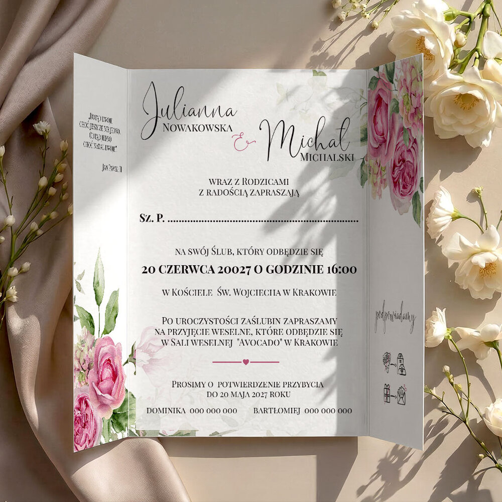 Zaproszenia ślubne brama z opaską - Marcela