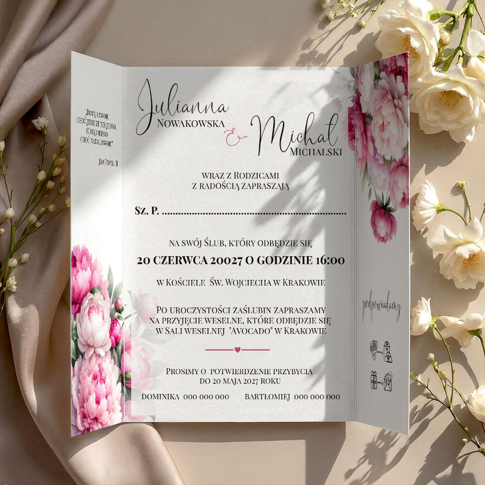 Zaproszenia ślubne brama z opaską - Marcela