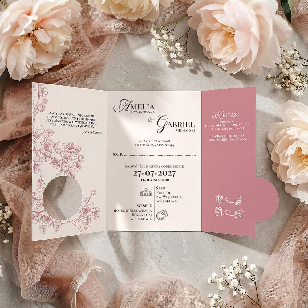 Zaproszenia ślubne z inicjałami - Sabrina