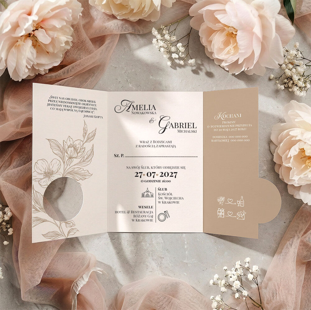 Zaproszenia ślubne z inicjałami - Sabrina