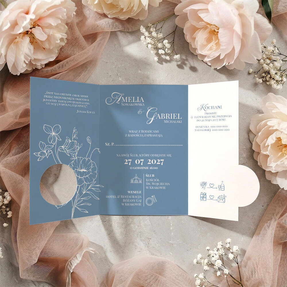 Zaproszenia ślubne z inicjałami - Sabrina