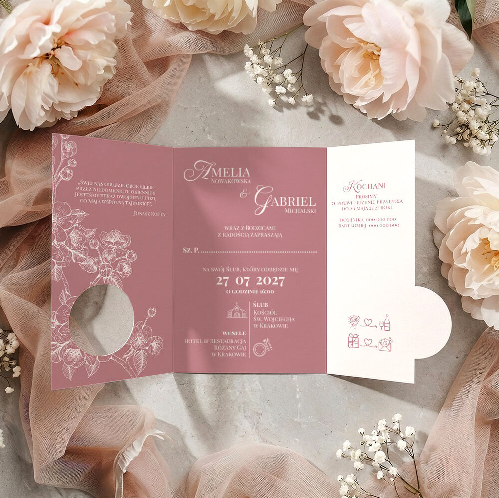 Zaproszenia ślubne z inicjałami - Sabrina
