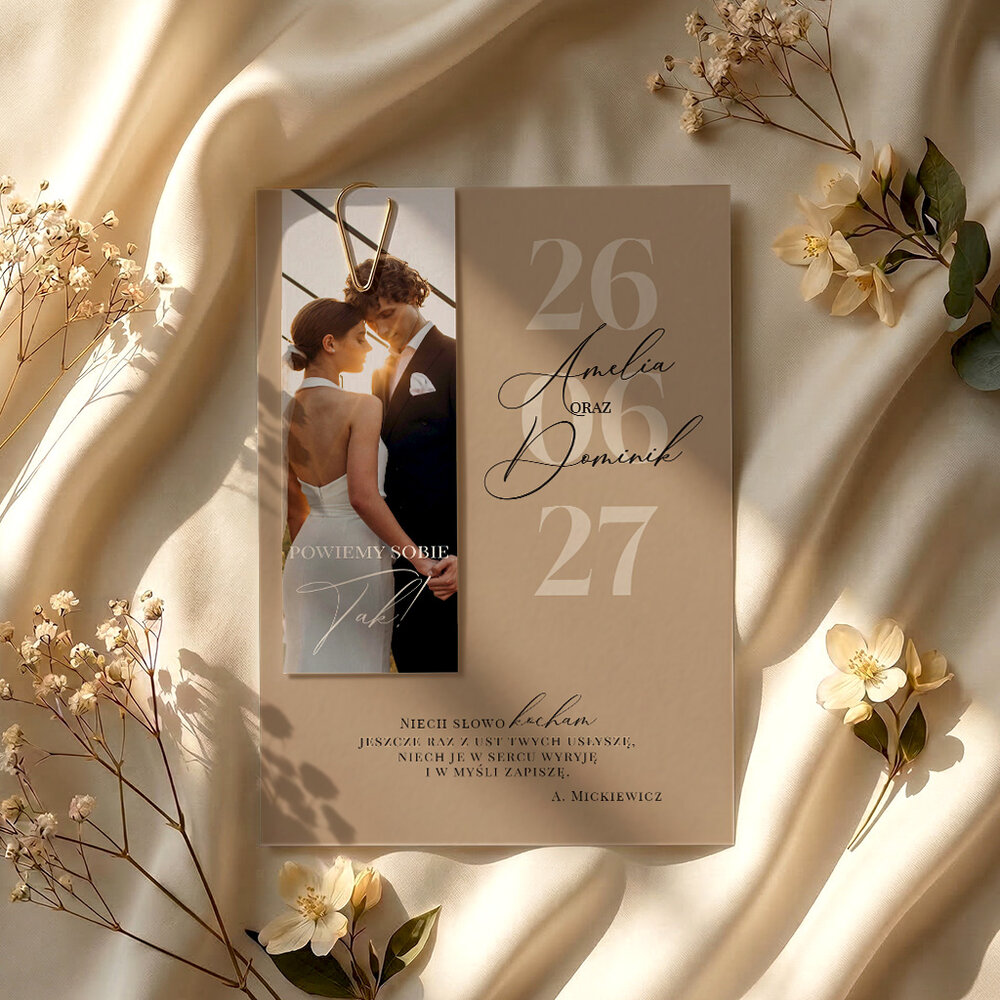 Zaproszenia ślubne ze zdjęciem - Lila