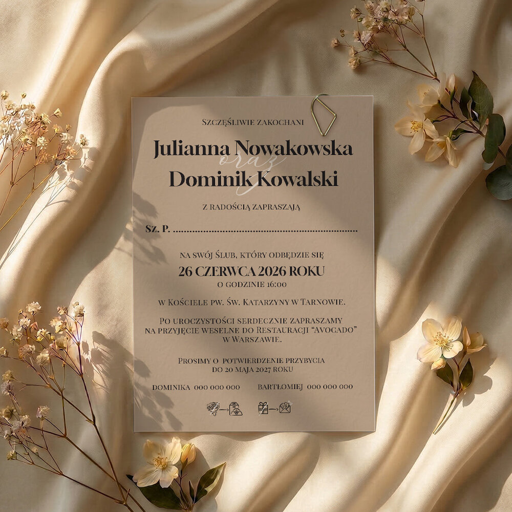 Zaproszenia ślubne ze zdjęciem - Lila