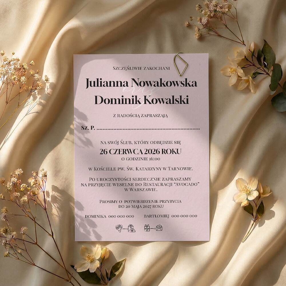 Zaproszenia ślubne ze zdjęciem - Lila