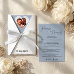 Zaproszenia ślubne w ozdobnej kopercie ze wstążką - Anika