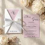 Zaproszenia ślubne w ozdobnej kopercie ze wstążką - Anika