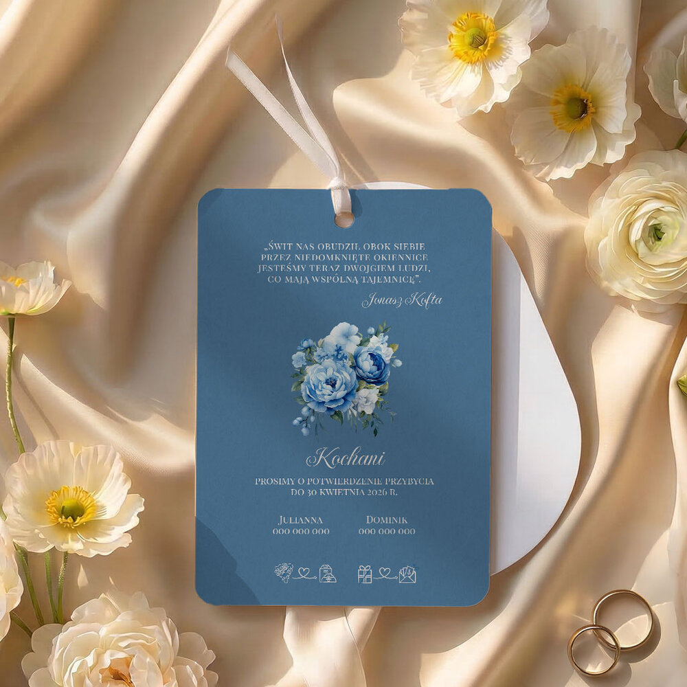 Zaproszenia ślubne owalne ze wstążką - Jowita