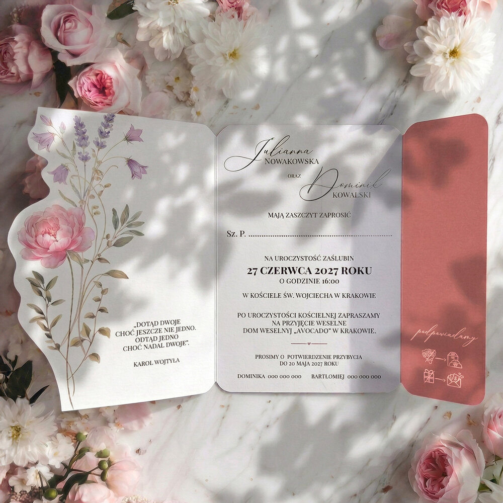 Zaproszenia ślubne ozdobne wycięcie - Fiorella