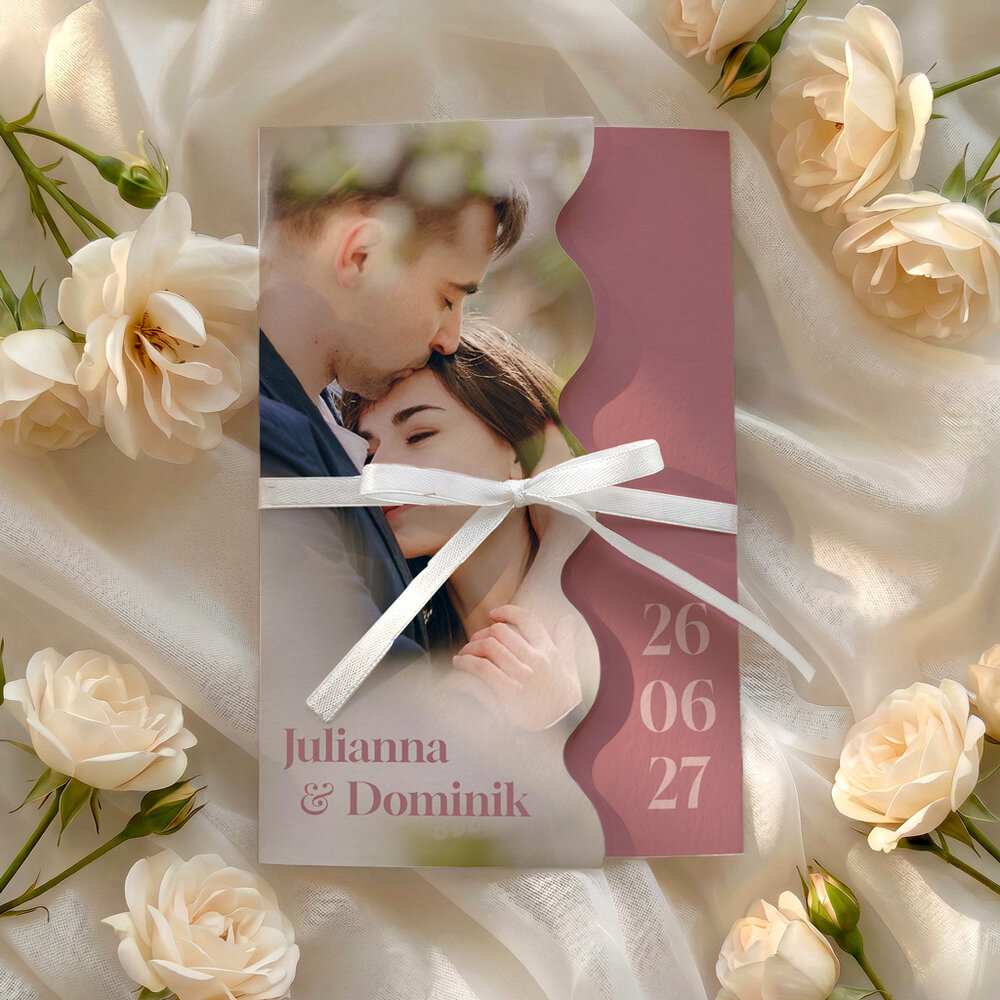 Zaproszenia ślubne falowane ze zdjęciem - Larysa2