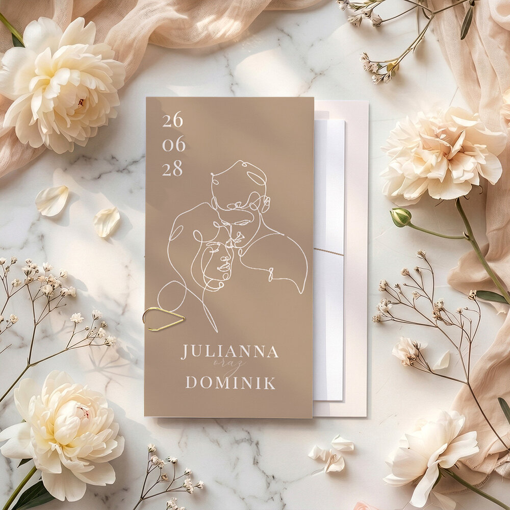 Zaproszenia ślubne ze spinaczem - Paola
