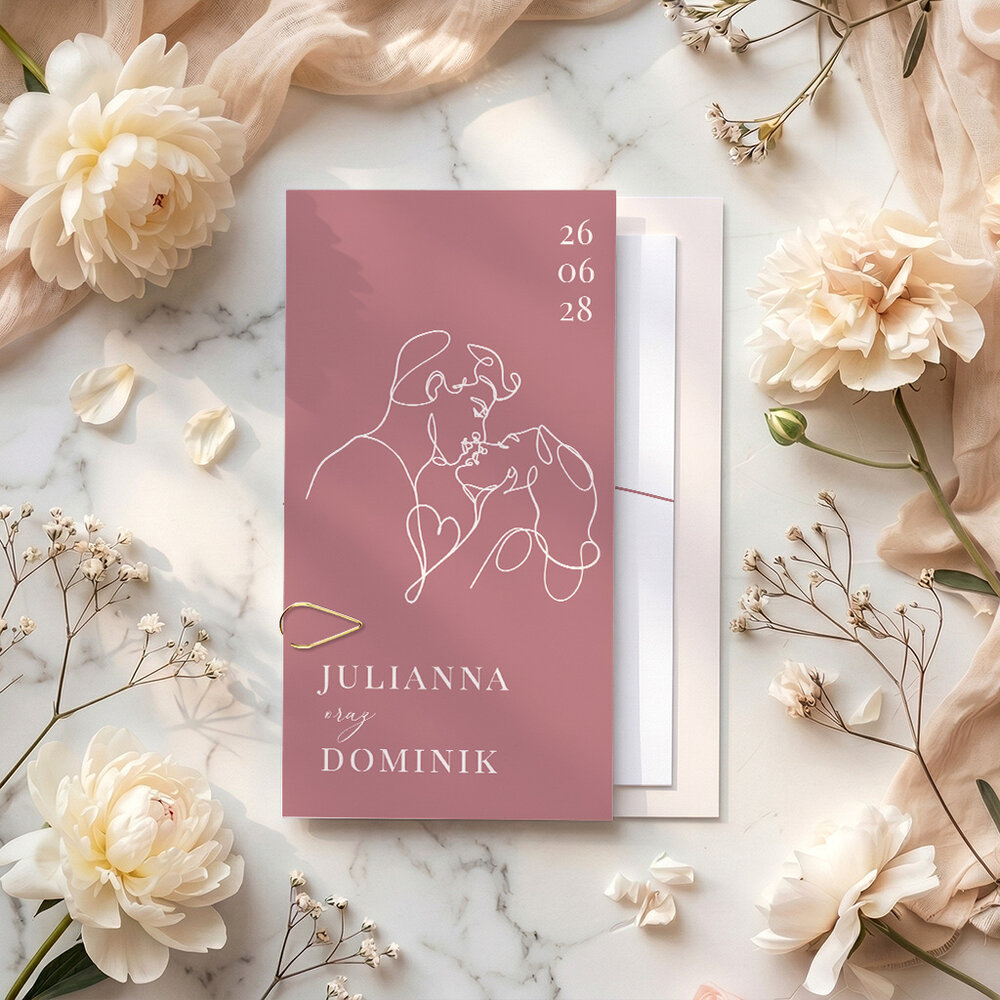 Zaproszenia ślubne ze spinaczem - Paola
