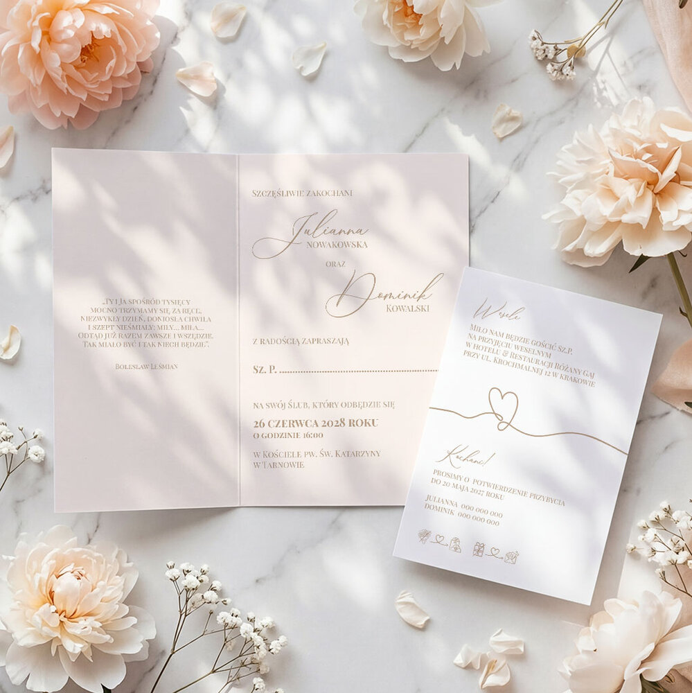 Zaproszenia ślubne ze spinaczem - Paola