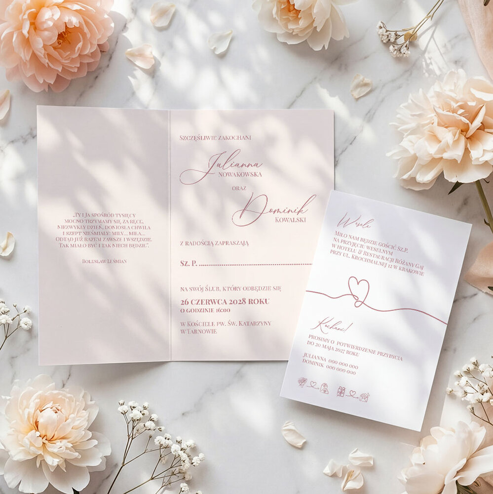 Zaproszenia ślubne ze spinaczem - Paola