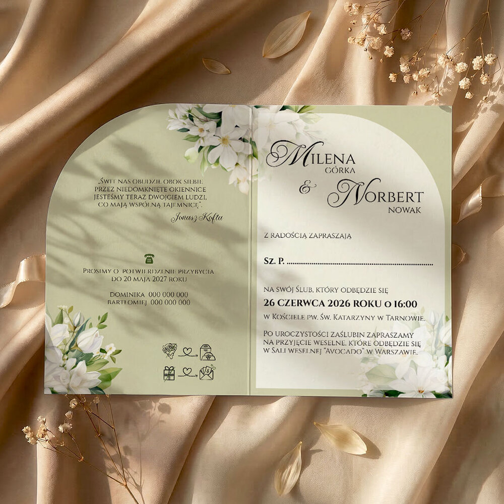 Zaproszenia ślubne łuk - Astrid