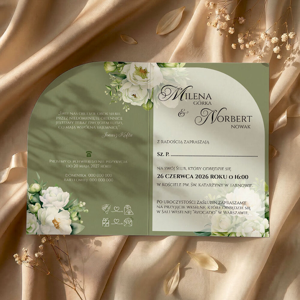 Zaproszenia ślubne łuk - Astrid