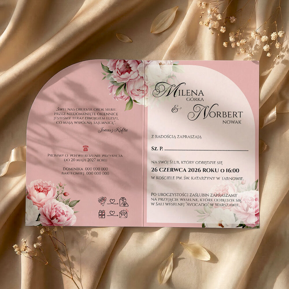 Zaproszenia ślubne łuk - Astrid